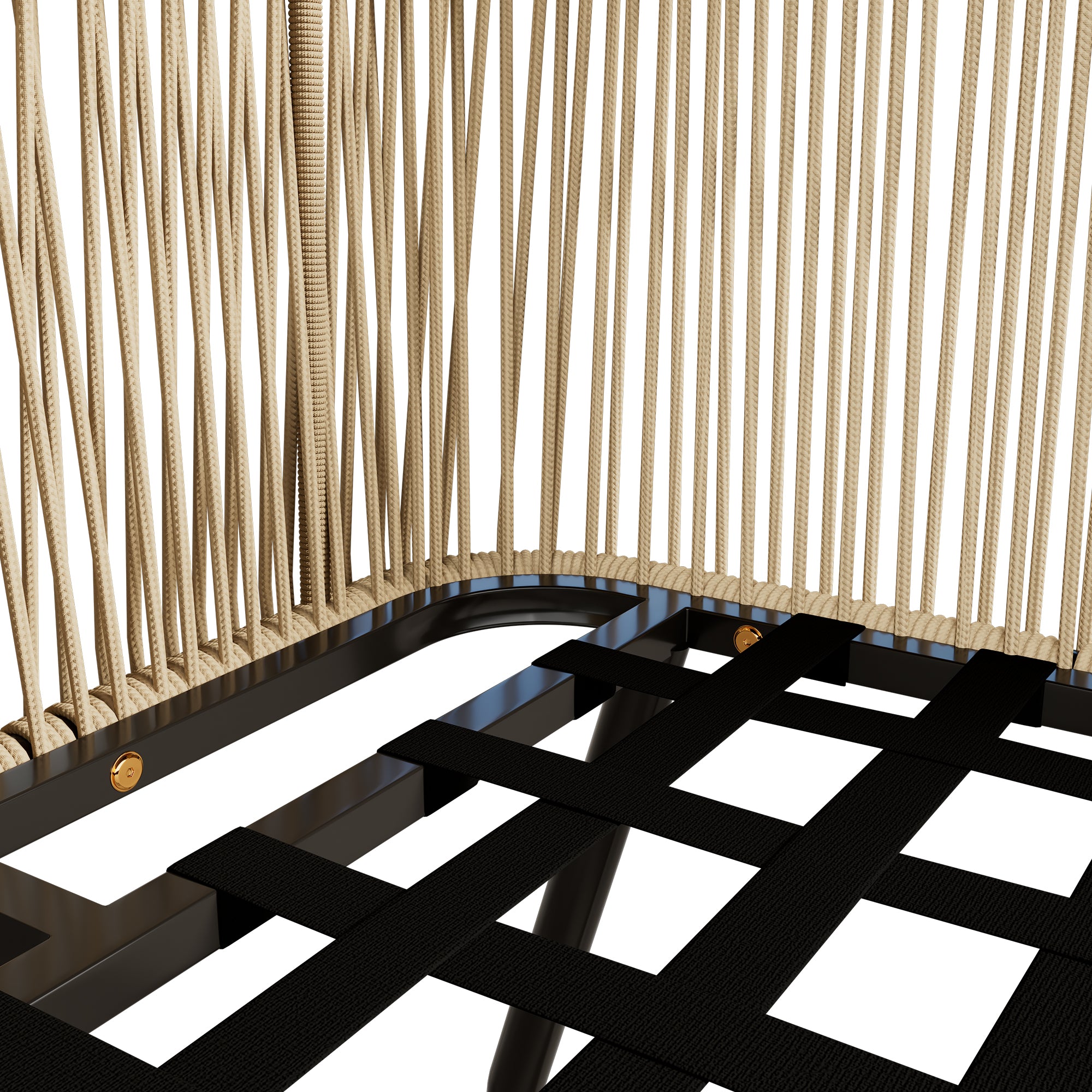 Garden Lounge Set 5-Piece Rope Galvanized Iron Frame Glass Tabletop - Beige