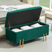 Bench, Upholstered Storage Chest, Fabric Green