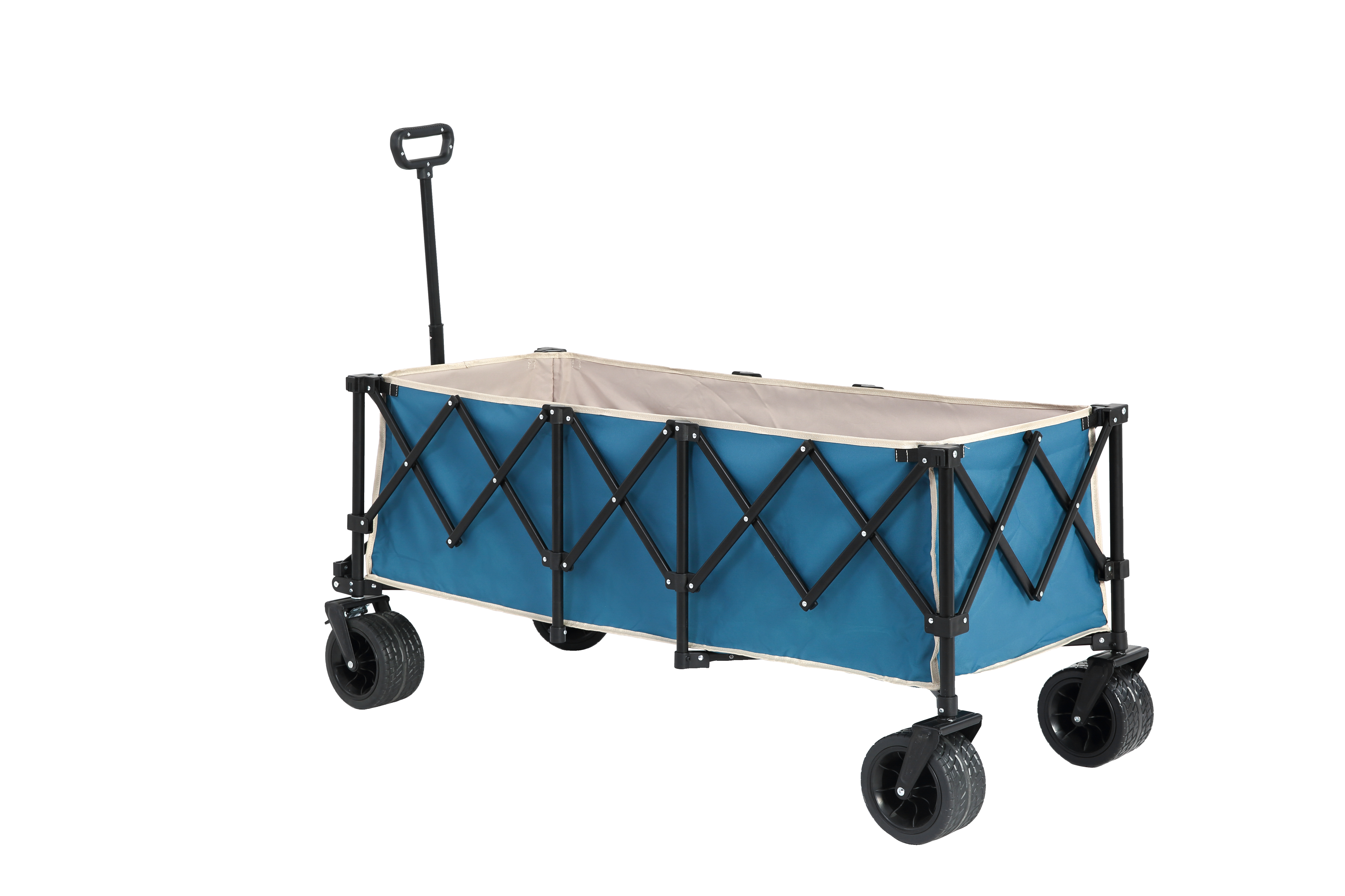 Foldable Extended Wagon, 220lbs Capacity, 300L Utility Garden Cart, All-Terrain Wheels, Blue