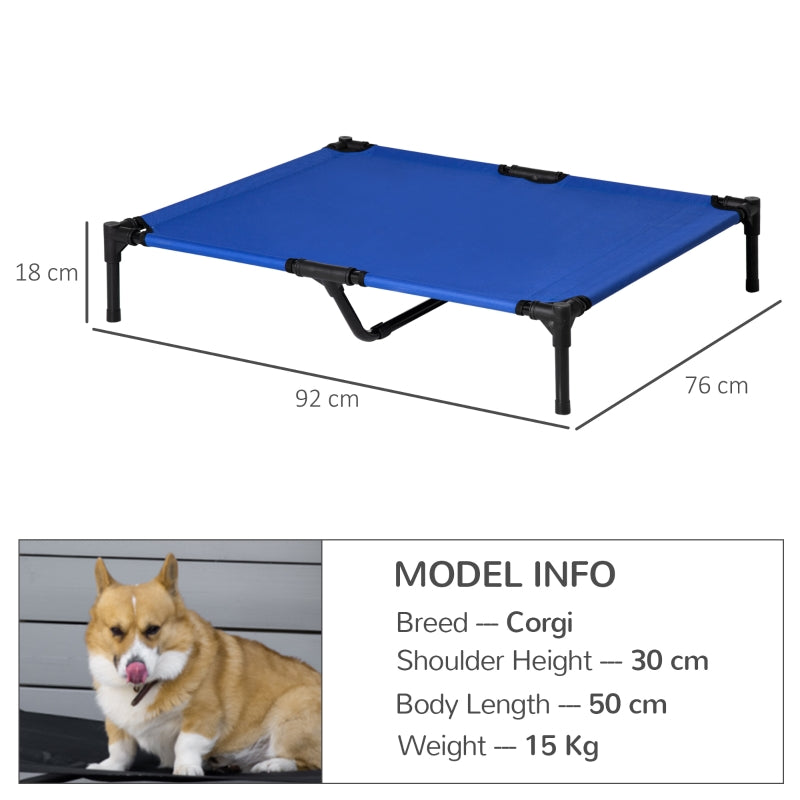 Raised Dog Bed Elevated Portable Camping with Metal Frame Blue
