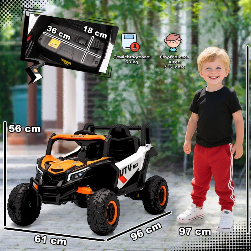 Kids Electric Ride-On Car with Remote Control, LED Lights and USB, Orange