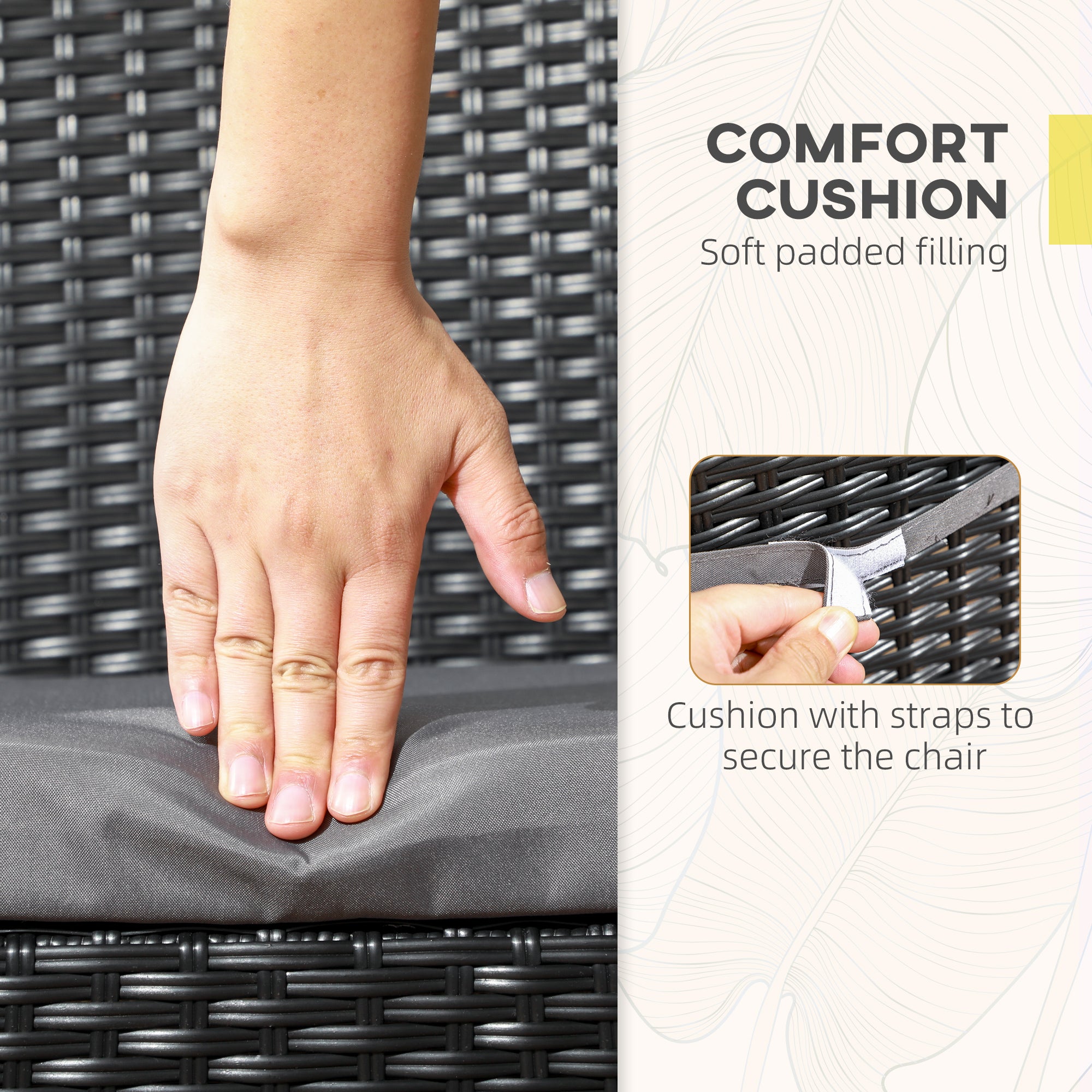 Set of Two Armless Garden Chairs Rattan - Black