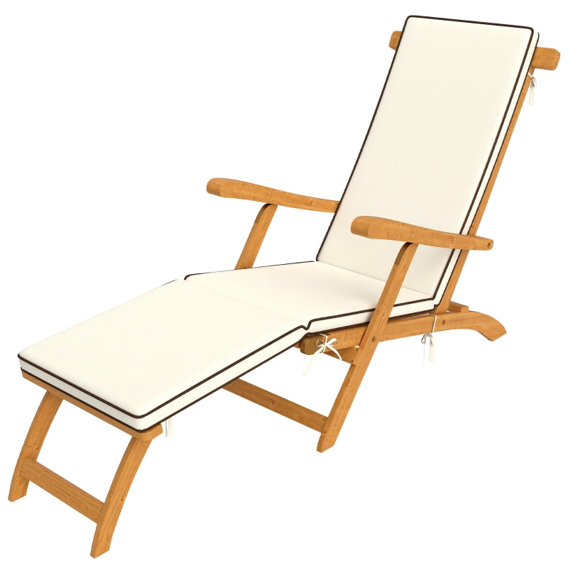 Sun Lounger Folding Garden Lounger with Footrest, Teak