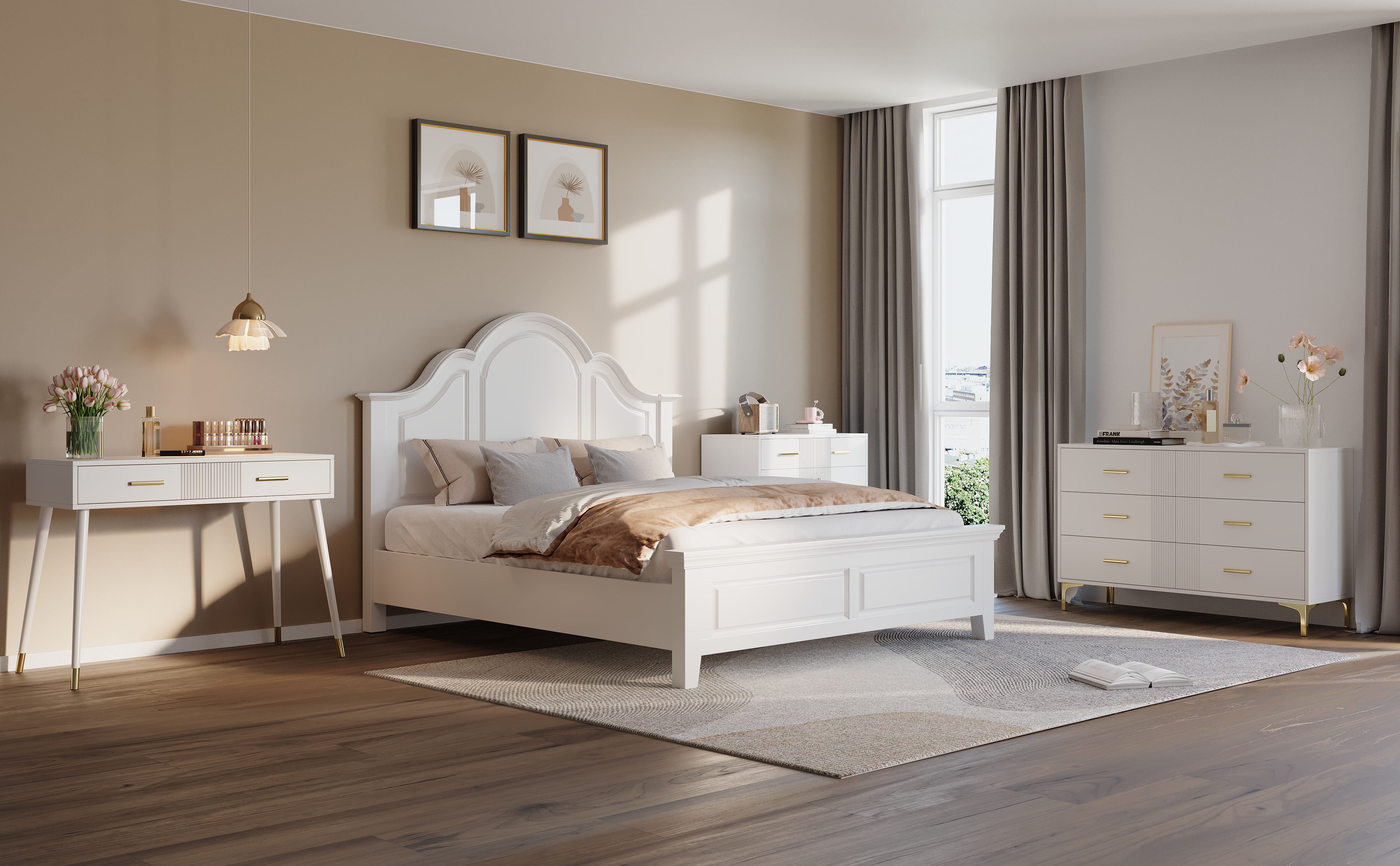 Chest of drawers 6 drawers for living room and bedroom, white