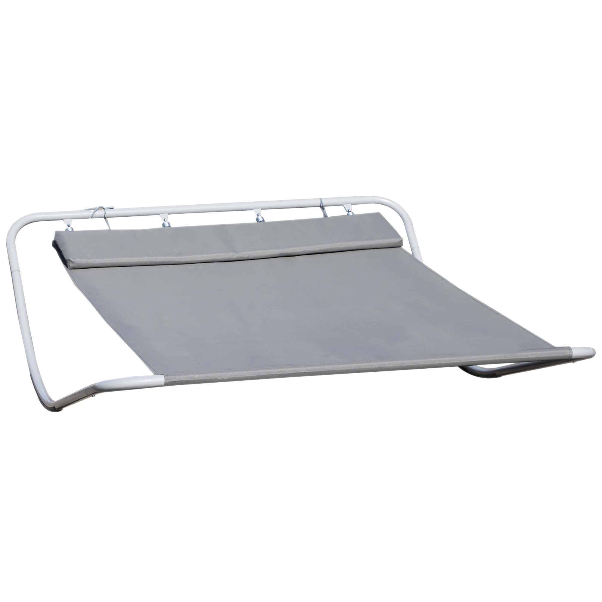 Rocking Sun Lounger, Double Sunbed with Headrest Pillows, Grey Texteline