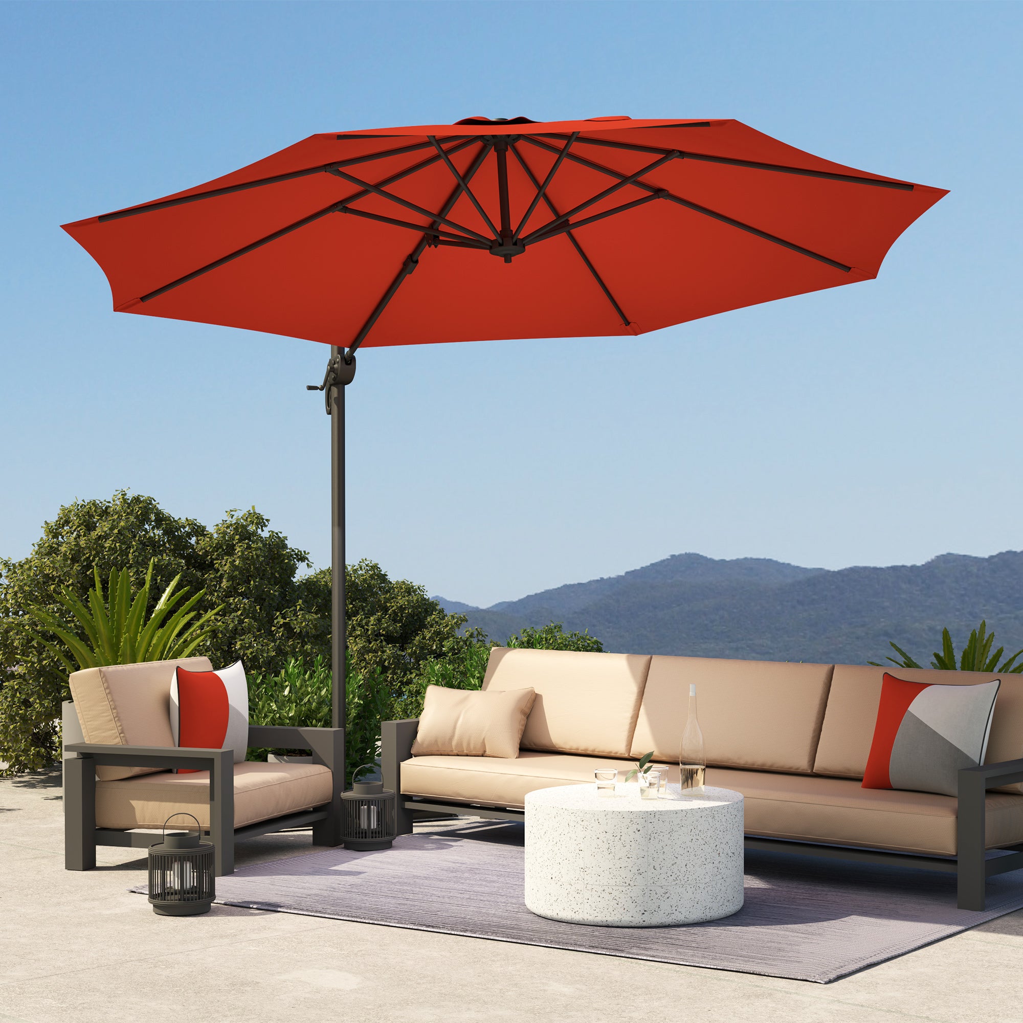 Five-Position Overhanging Parasol, Five-Position Tilting Canopy, Orange