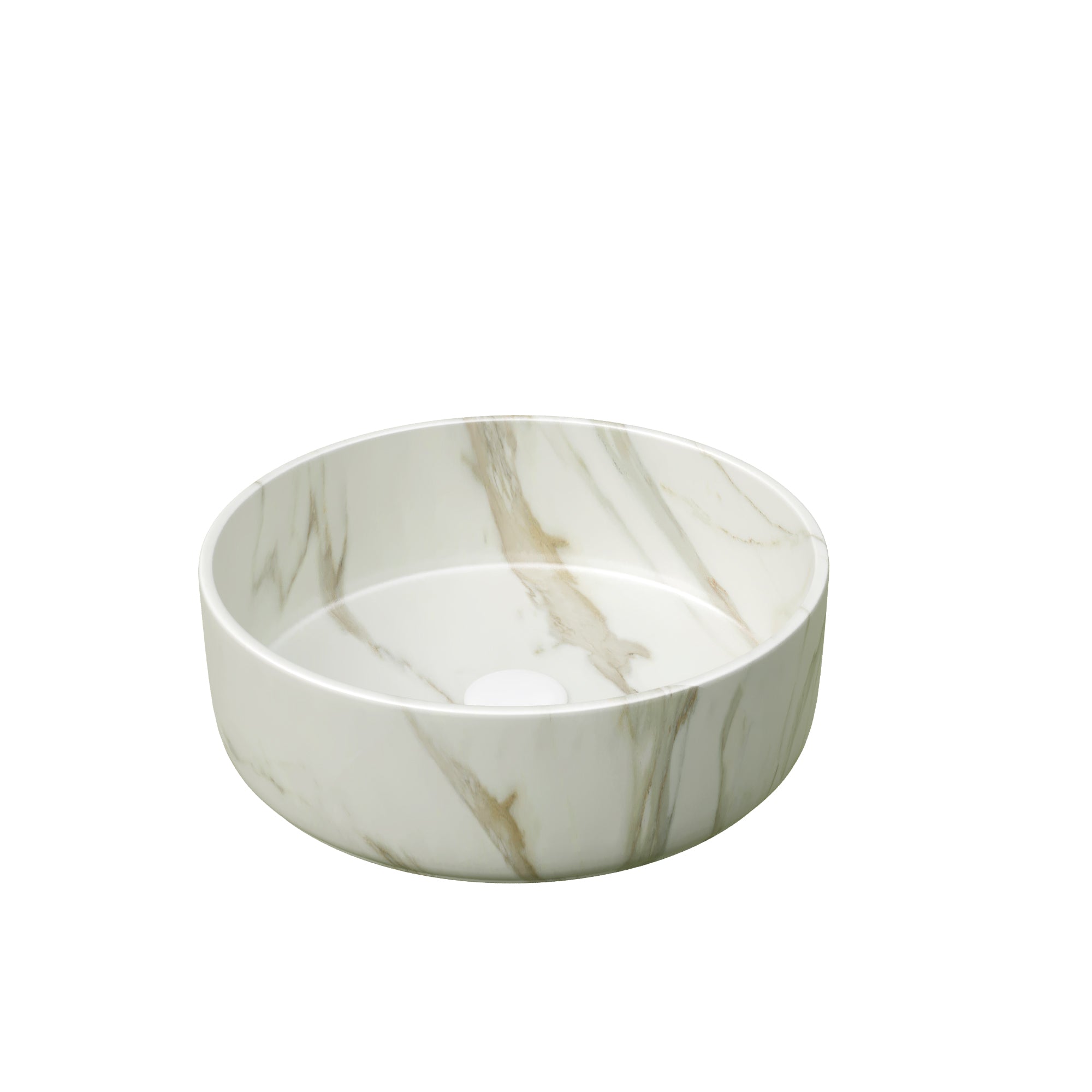 36cm Round Basin with Stone Grain, Matte White