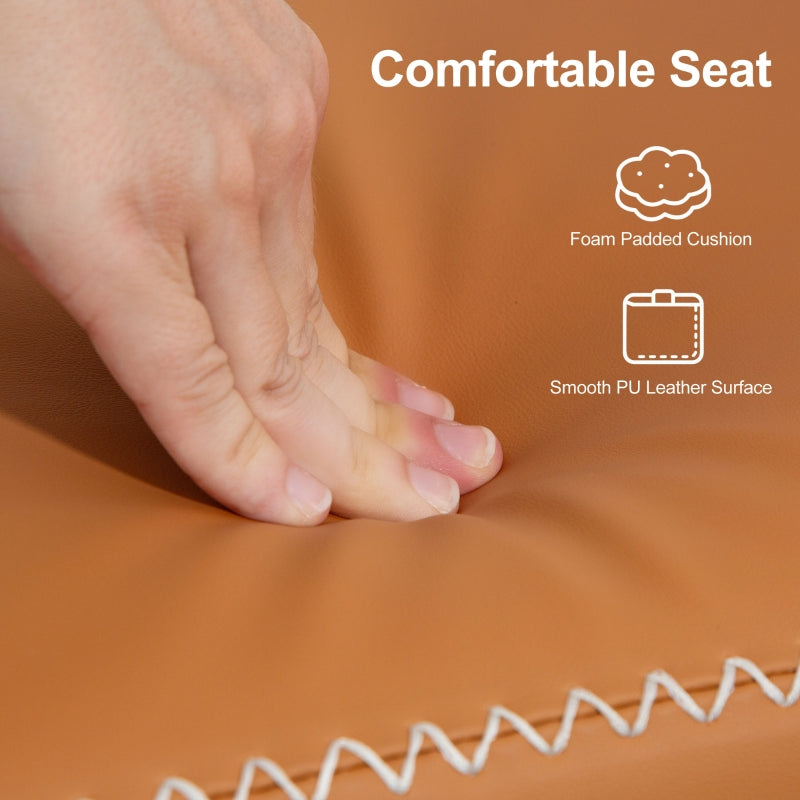 Shoe Storage Bench with PU Leather Cushion - Brown