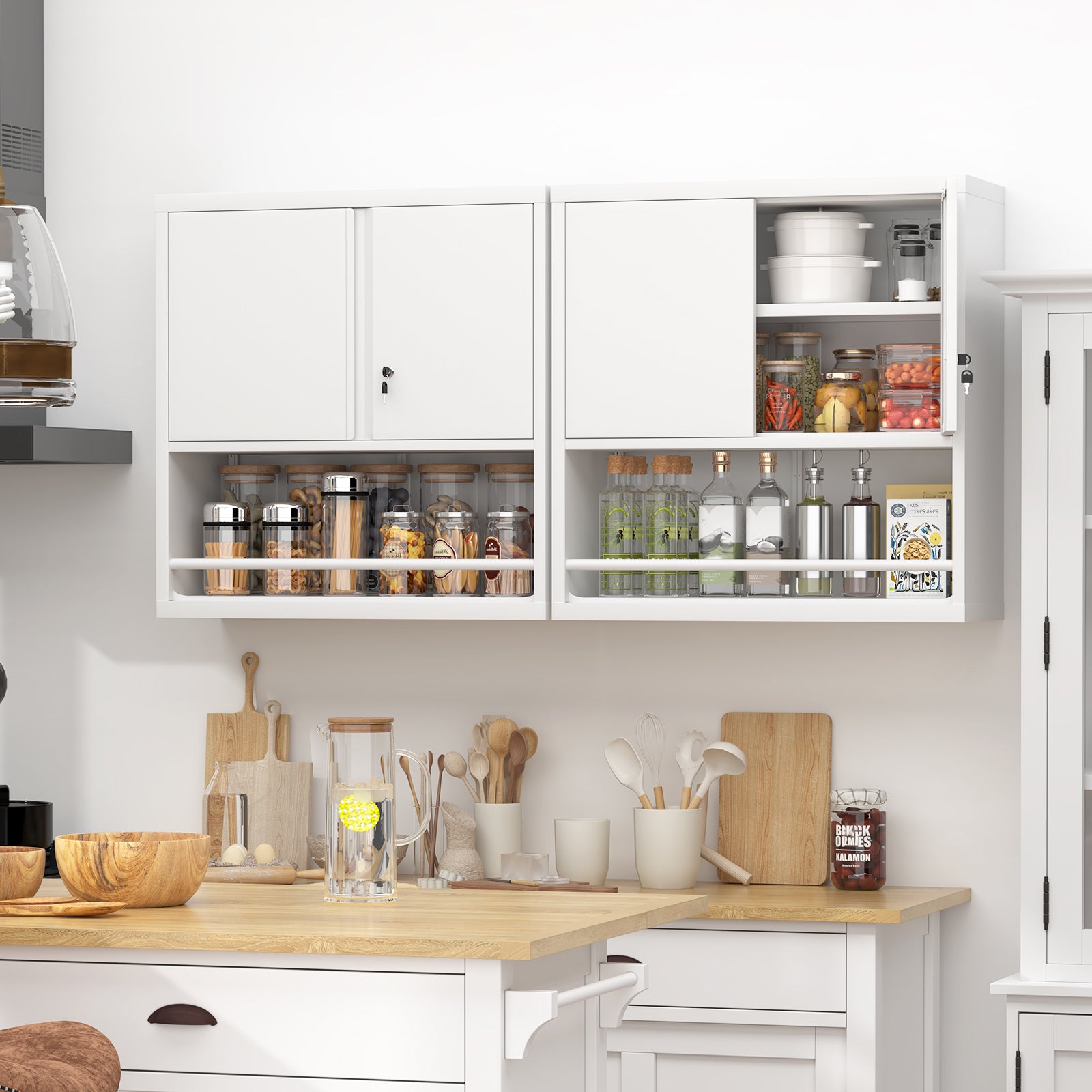 Metal Storage Cabinet with 2 Doors and Adjustable Shelves, Black Steel