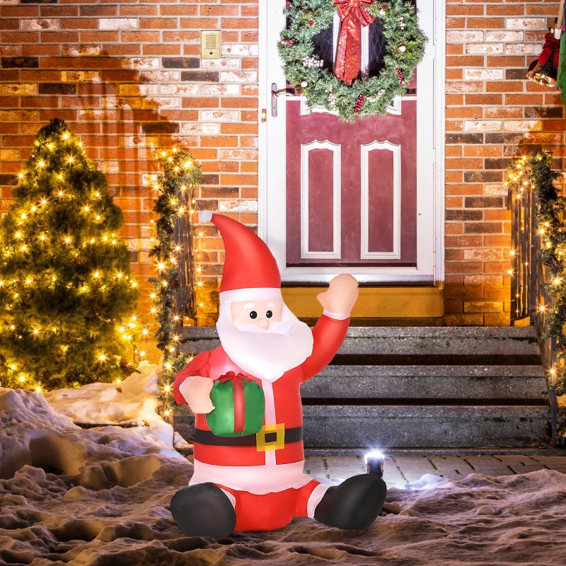 Inflatable Santa Claus Gift, 4ft LED Outdoor Decoration