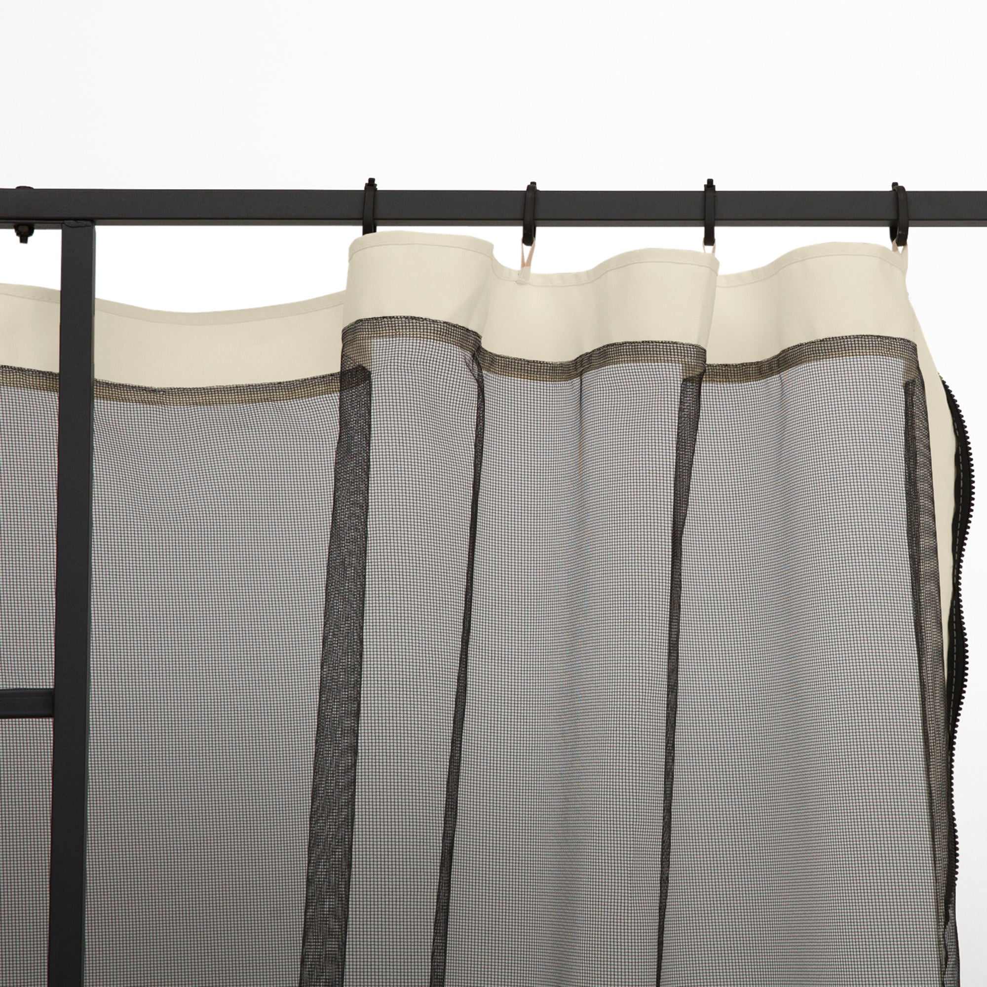 Mosquito Net Gazebo 3x3m 4 Side Panels Zipper Nylon Mesh Black