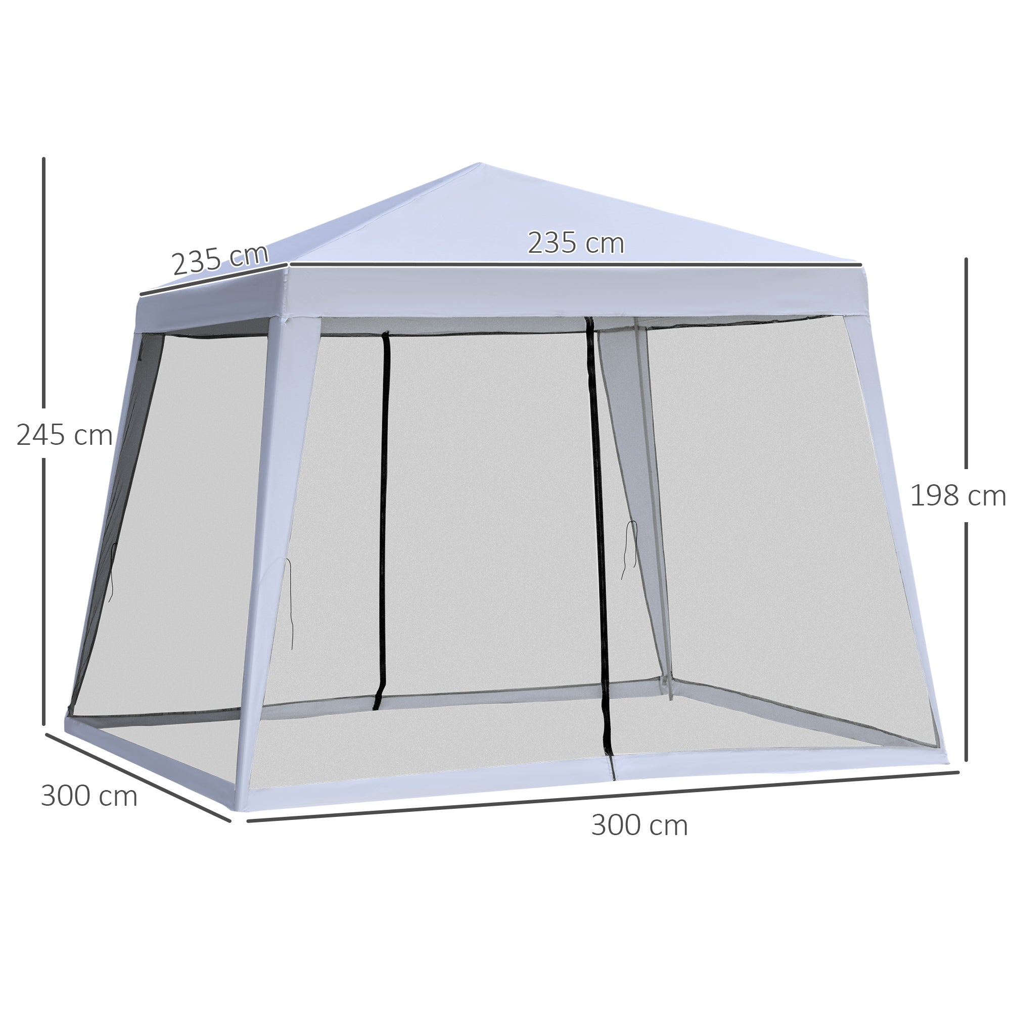 Garden Pavilion 3x3 m Weatherproof Party Tent with Mosquito Net, Metal/Polyester Grey