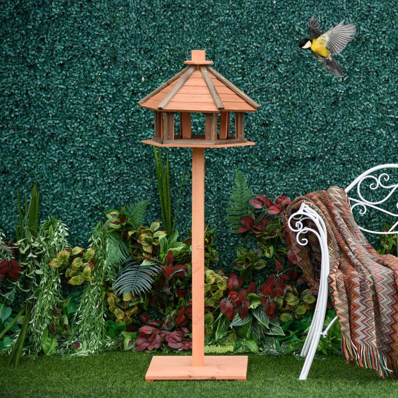 Wooden Bird Table Feeding Station Playstand with Roof 130Hcm Brown