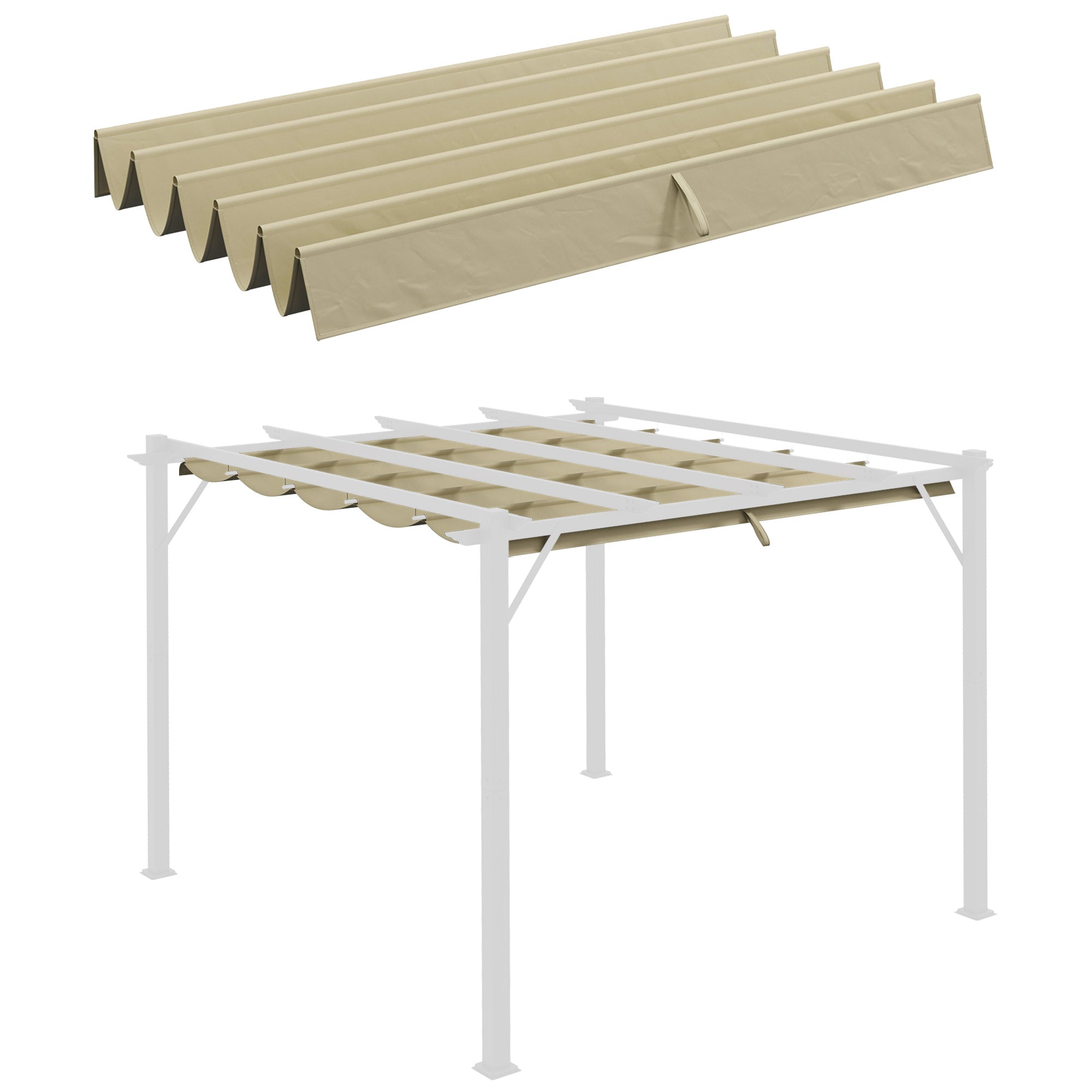 Retractable Pergola Shade Cover Replacement Canopy Fabric 3 x 3m Beige