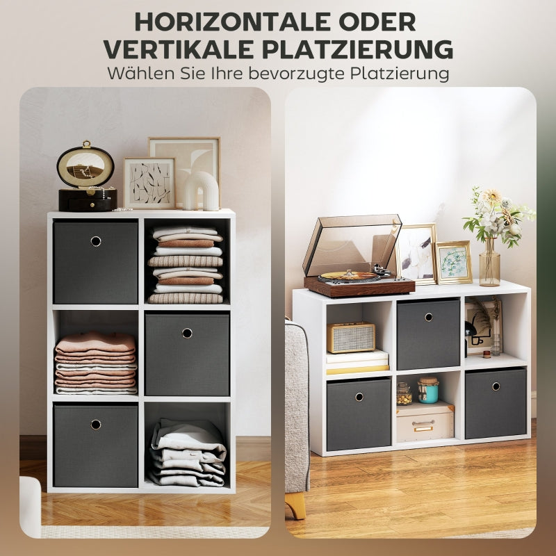 Shelf with 6 Compartments and 3 Drawers, Storage Shelf, Versatile, Grey