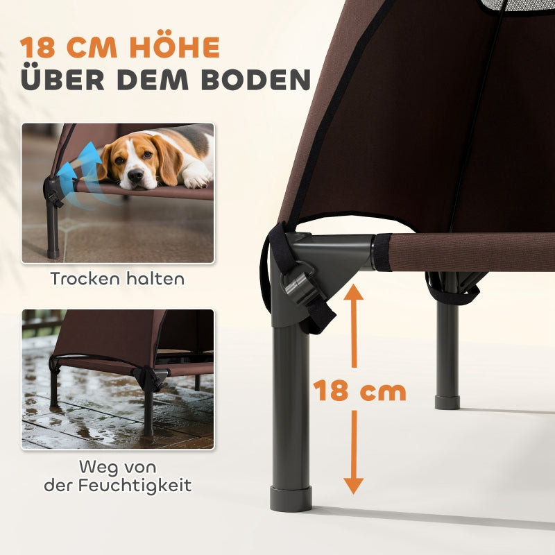 Outdoor Dog Bed with Roof, Raised for Medium Dogs, Coffee