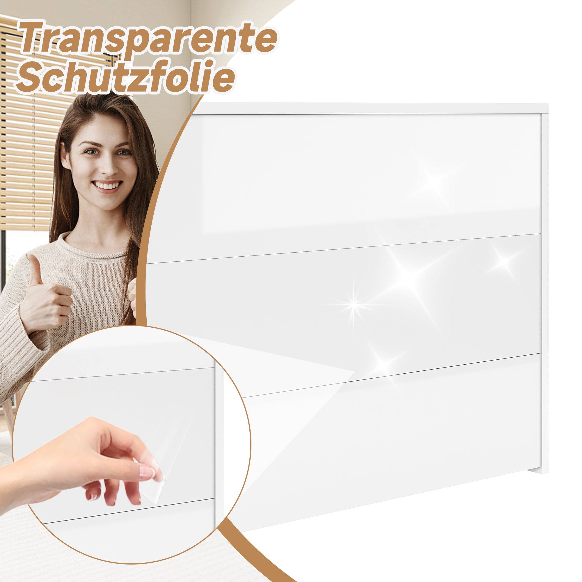 Foldable Desk, 2-in-1 Sideboard & Workstation with Wireless Charger & Wheels, White High Gloss