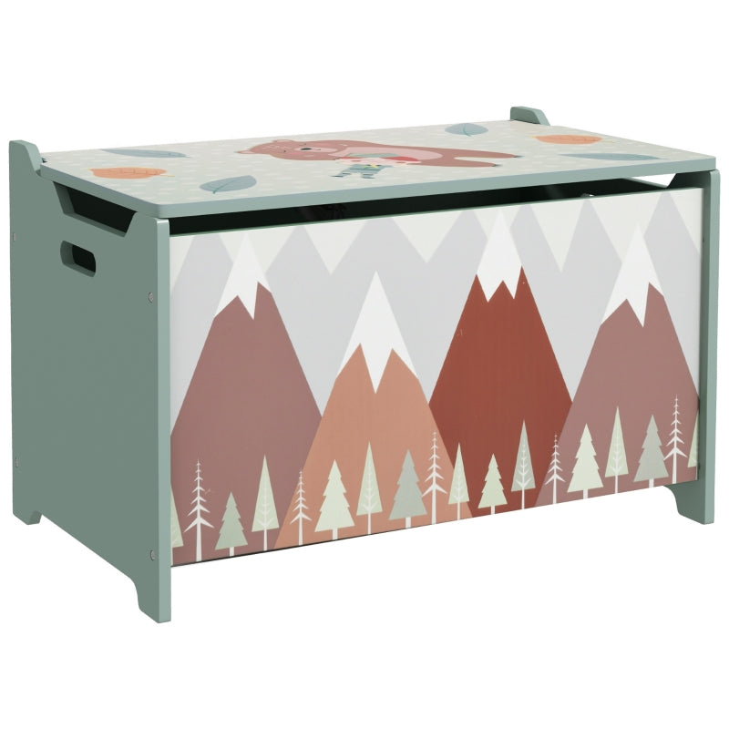 Toy Box Kids Storage Chest with Safety Hinge - Green