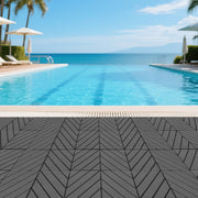 Plastic Interlocking Deck Tiles 44 Pack 12x12in Square Waterproof - Dark Grey