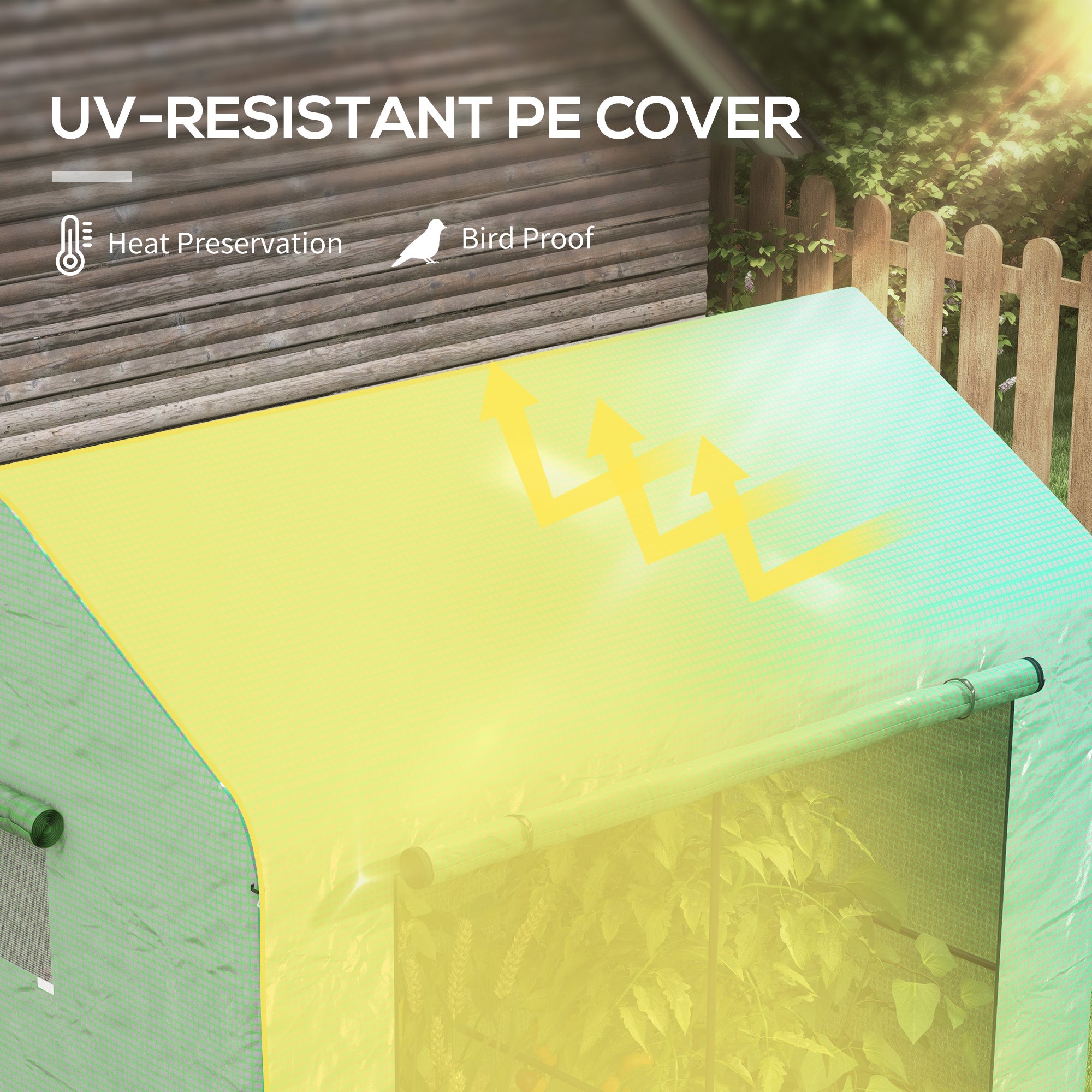 Greenhouse Walk-in Garden Grow House Roll-up Door Mesh Windows 200x140x200cm Green