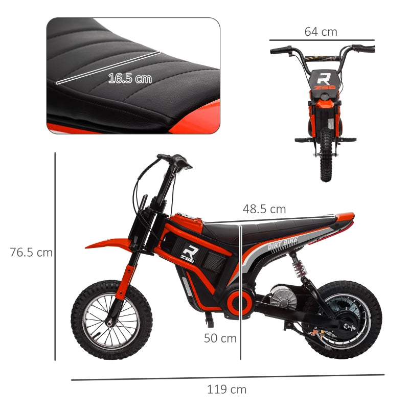 Electric Motorbike, 24V, Twist Grip Throttle, 16km/h Max Speed - Red
