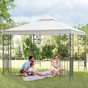 Gazebo 3 x 3m 2 Tier Roof Decorative Steel Frame - Cream