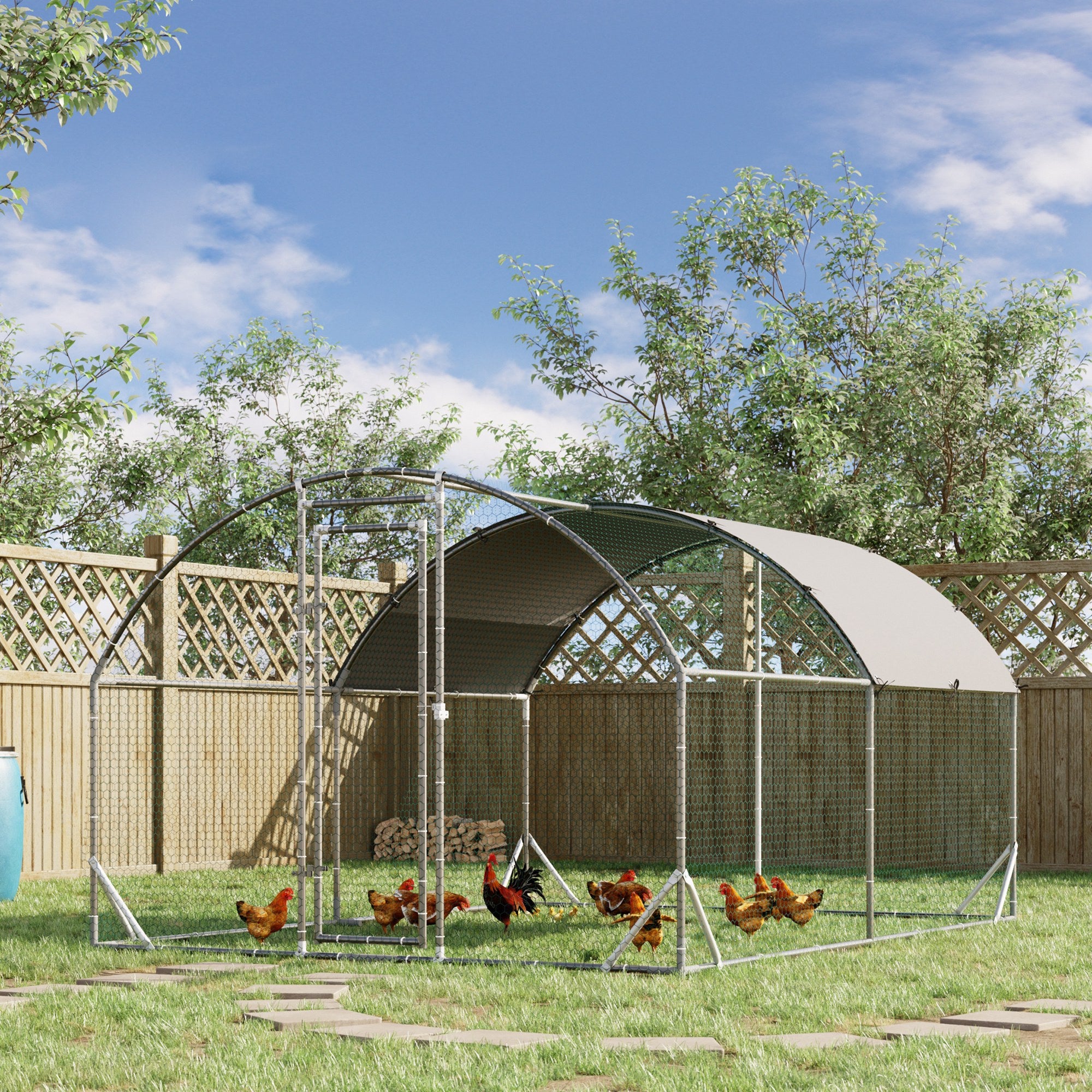 Chicken Coop Free-Range Enclosure, 280 x 380 x 197 cm, Steel