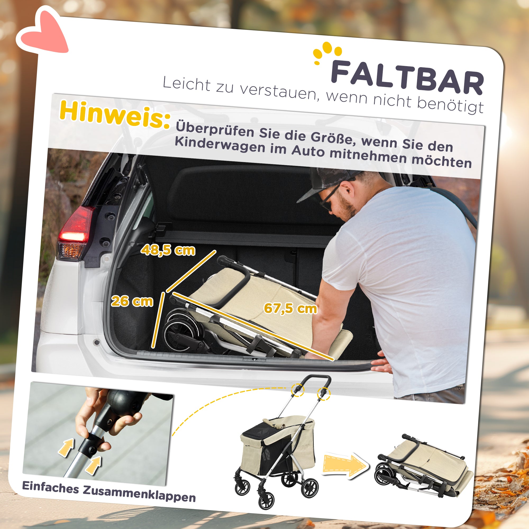 Dog Stroller, Lightweight Foldable, Aluminum Khaki