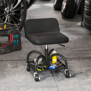 Workshop Stool with Wheels, Storage & Lumbar Support, 135 kg Load Capacity, Black