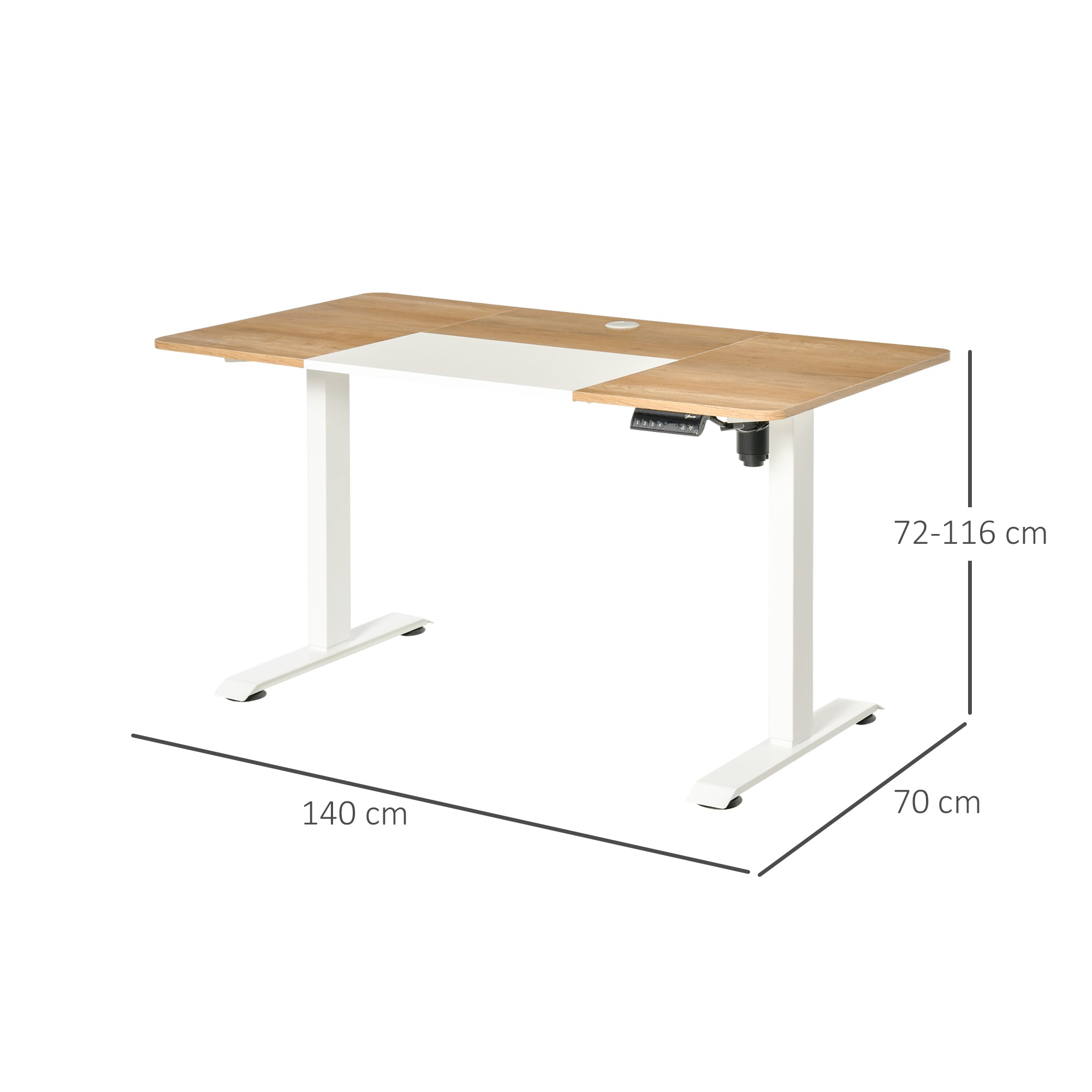 Electric Computer Standing Desk Height-Adjustable Frame Metal Natural/White