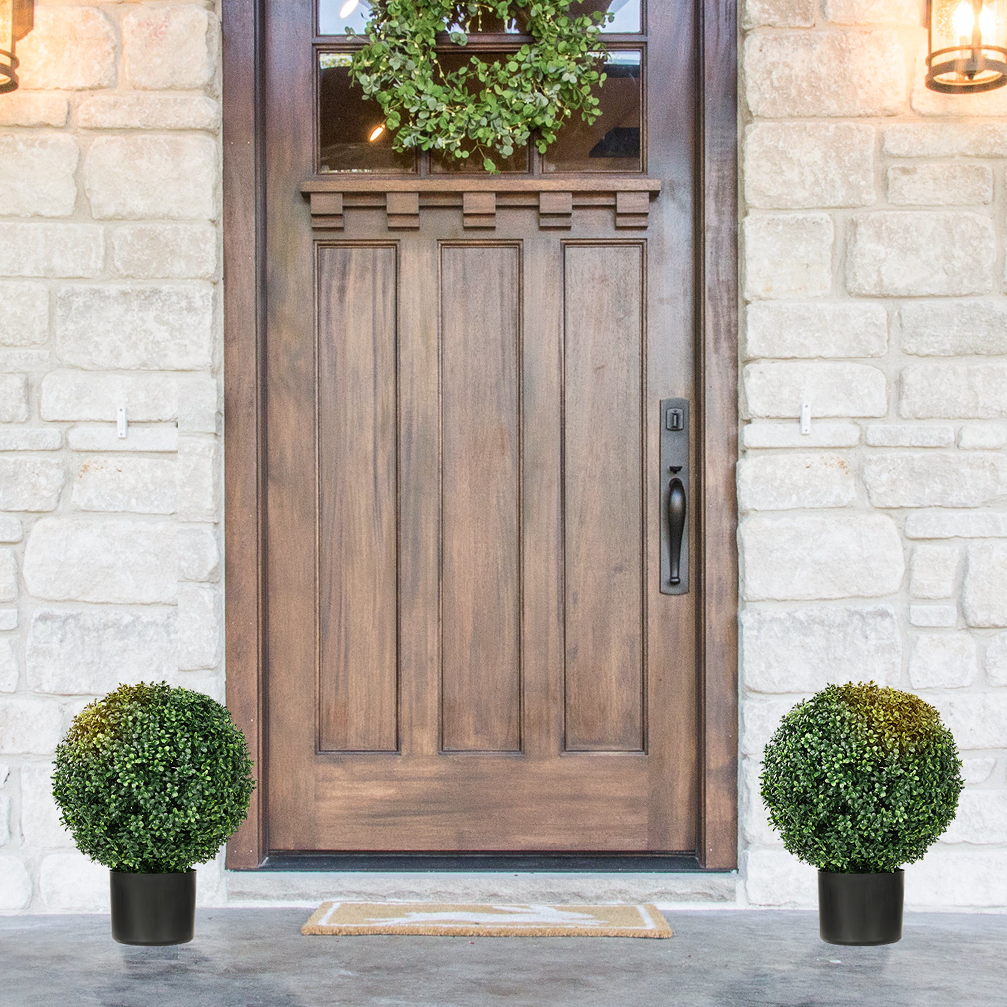 Artificial Plants, UV-resistant Boxwood, 52 cm, Green