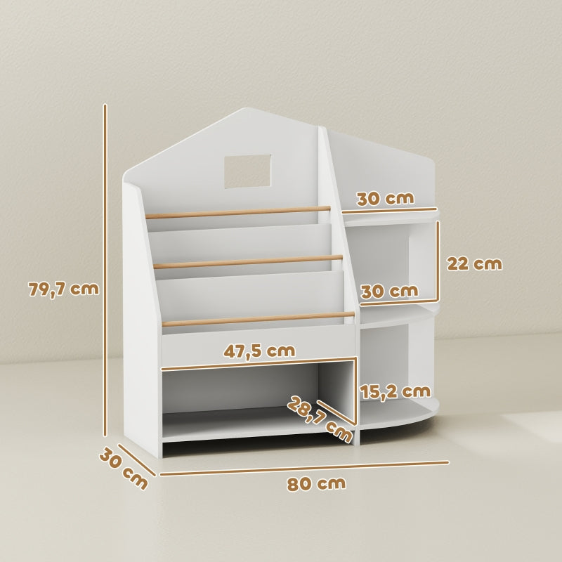 Children's Shelf 7 Shelves Rounded Edges - White