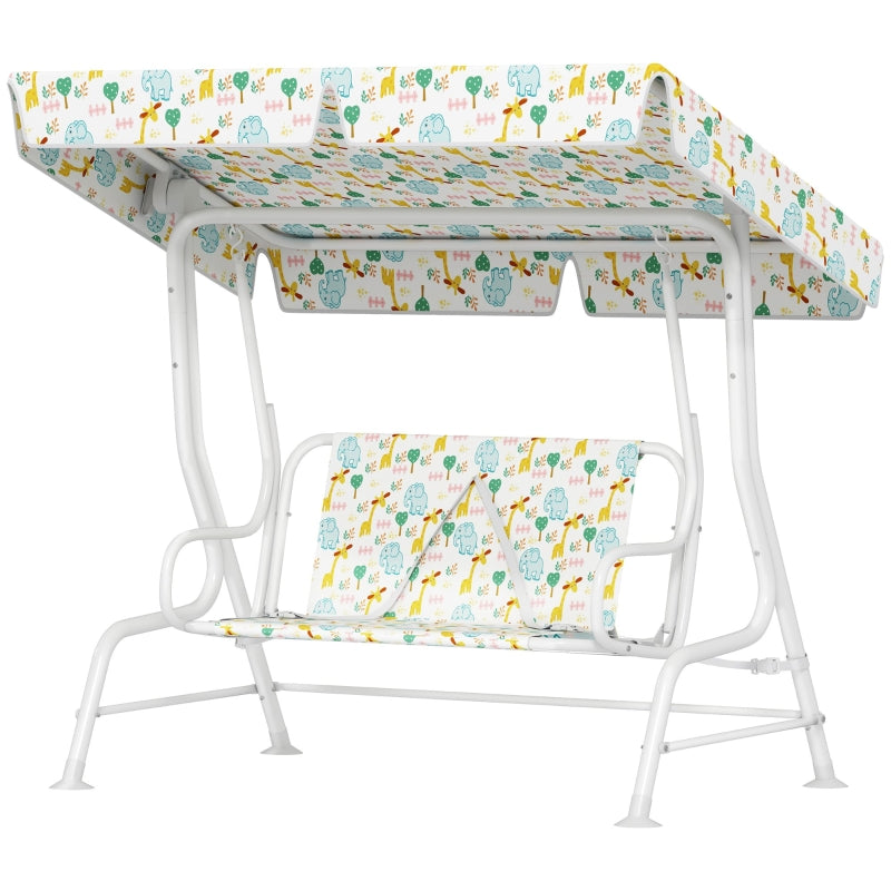 Children's Swing, 2-Seater, 60 kg, White Steel