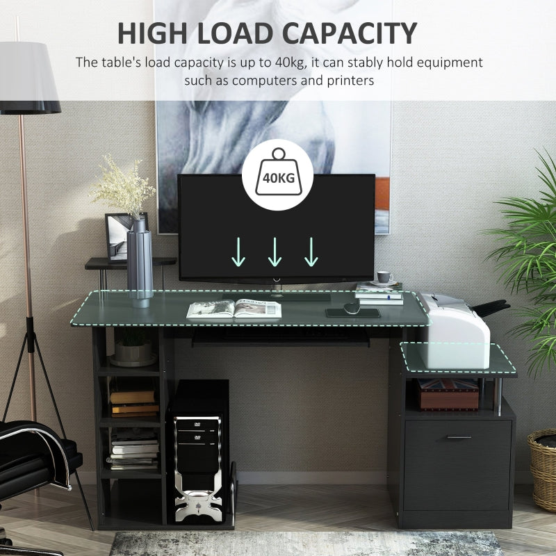 Computer Desk Workstation with Drawer Shelves CPU Storage, Black