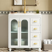 Single Vanity Unit 80cm Base Cabinet Ceramic Washbasin White