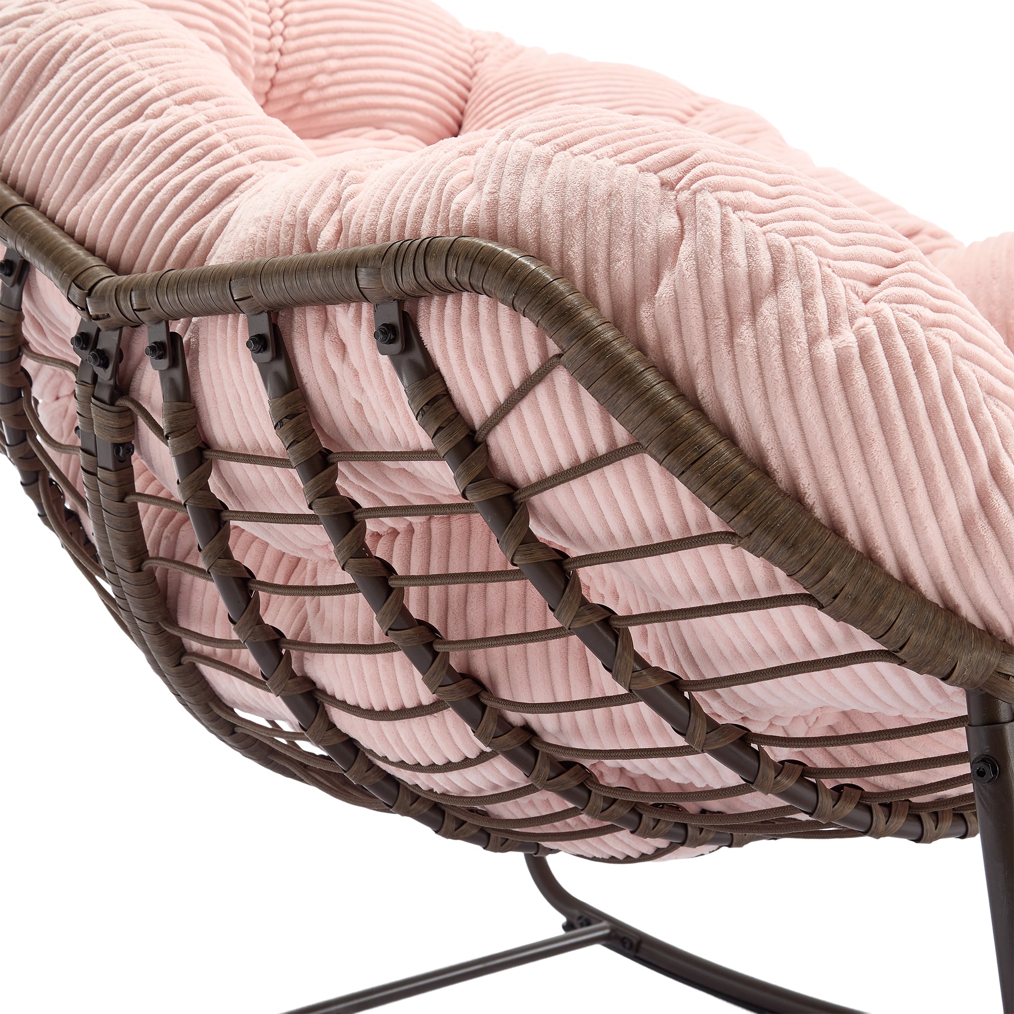 Outdoor Rattan Rocking Chair, Padded Seat Swing with Backrest