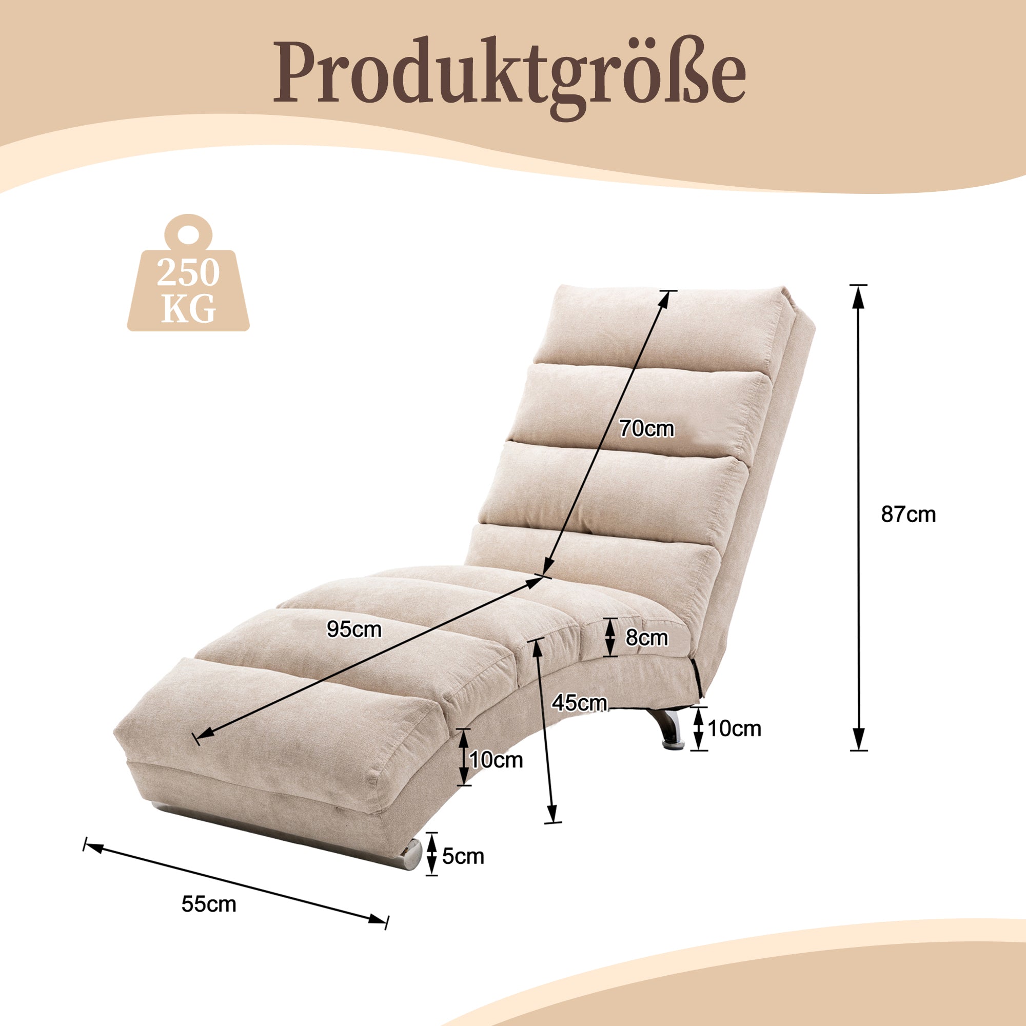 Relaxation Lounger Fixed Reclining Sofa Full Body Support Vibration Side Pockets