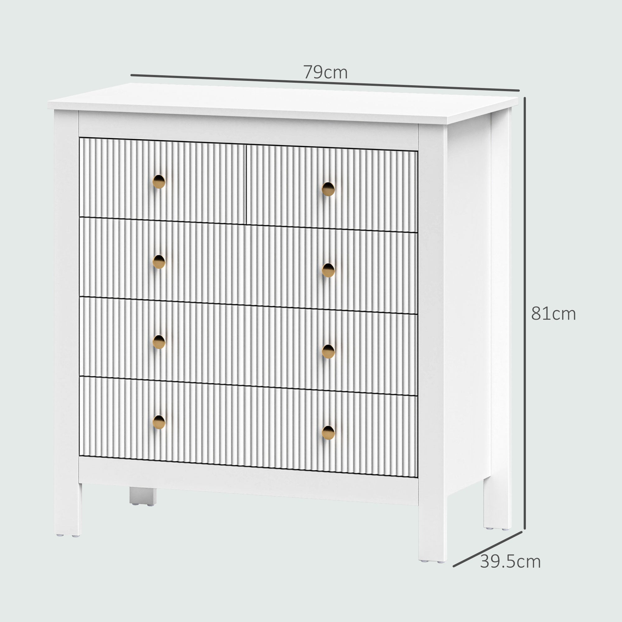 Chest of Five Drawers - White