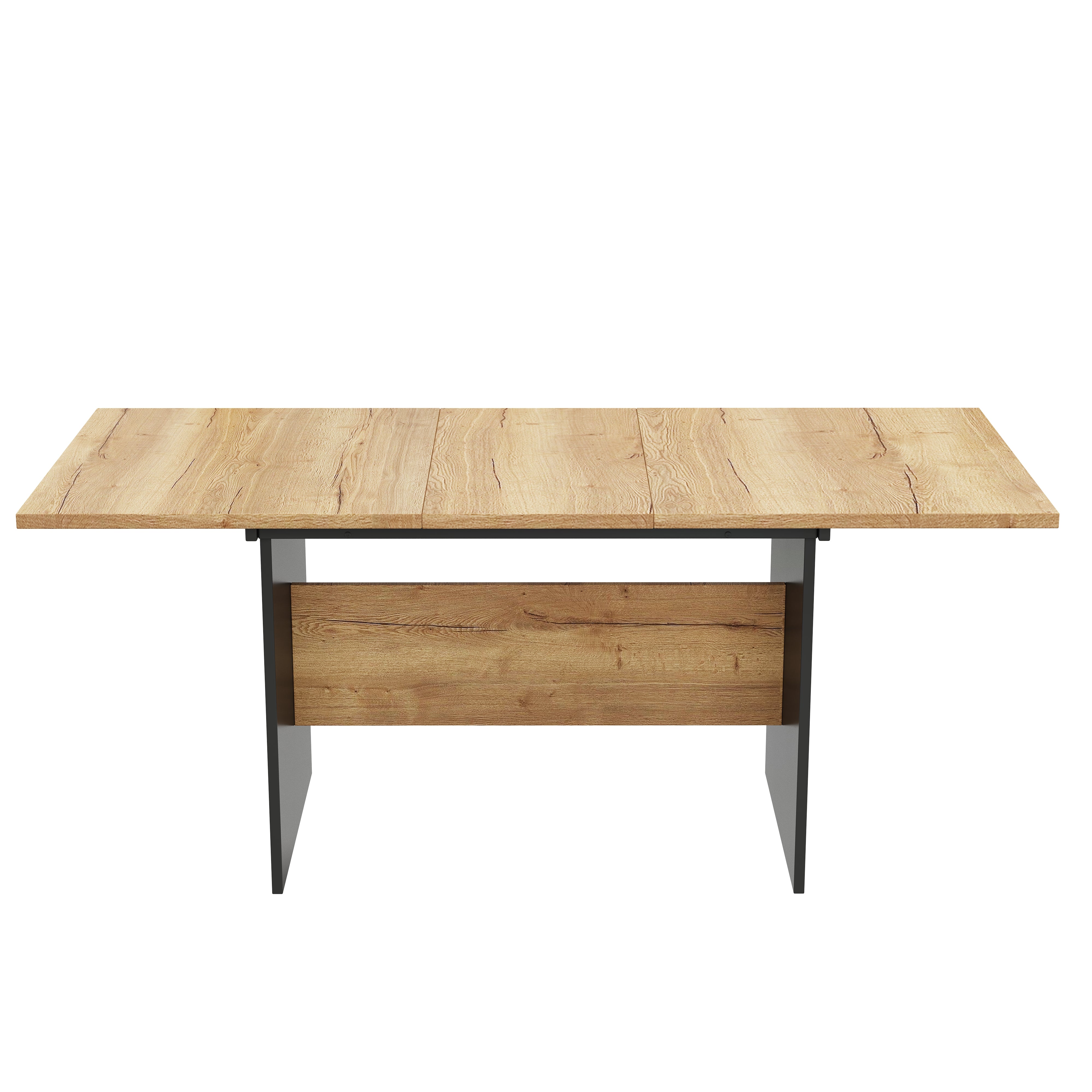 Extendable Dining Table 140/180x80cm Rectangular Wood Grain Minimalist Style Natural
