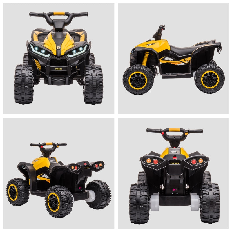 12V Ride-On Quad Bike with Music, Horn, for Ages 3+ Years - Yellow
