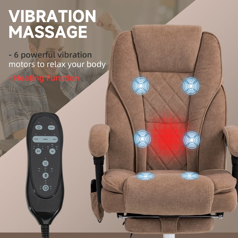 Massage Office Chair, Heated Reclining with Adjustable Height, Brown