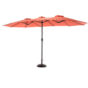 14.8 Ft Double Sided Outdoor Umbrella, Rectangular Large with Crank, Orange