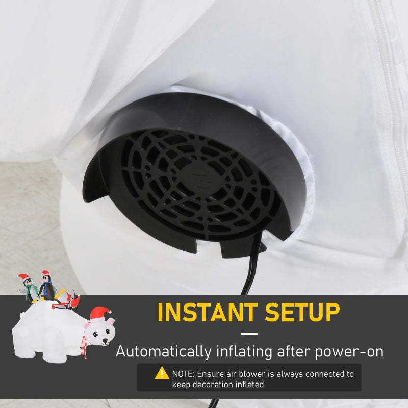 5ft Outdoor Christmas Inflatable Polar Bear with Three Penguins, LED Lighted Decoration, Polyester