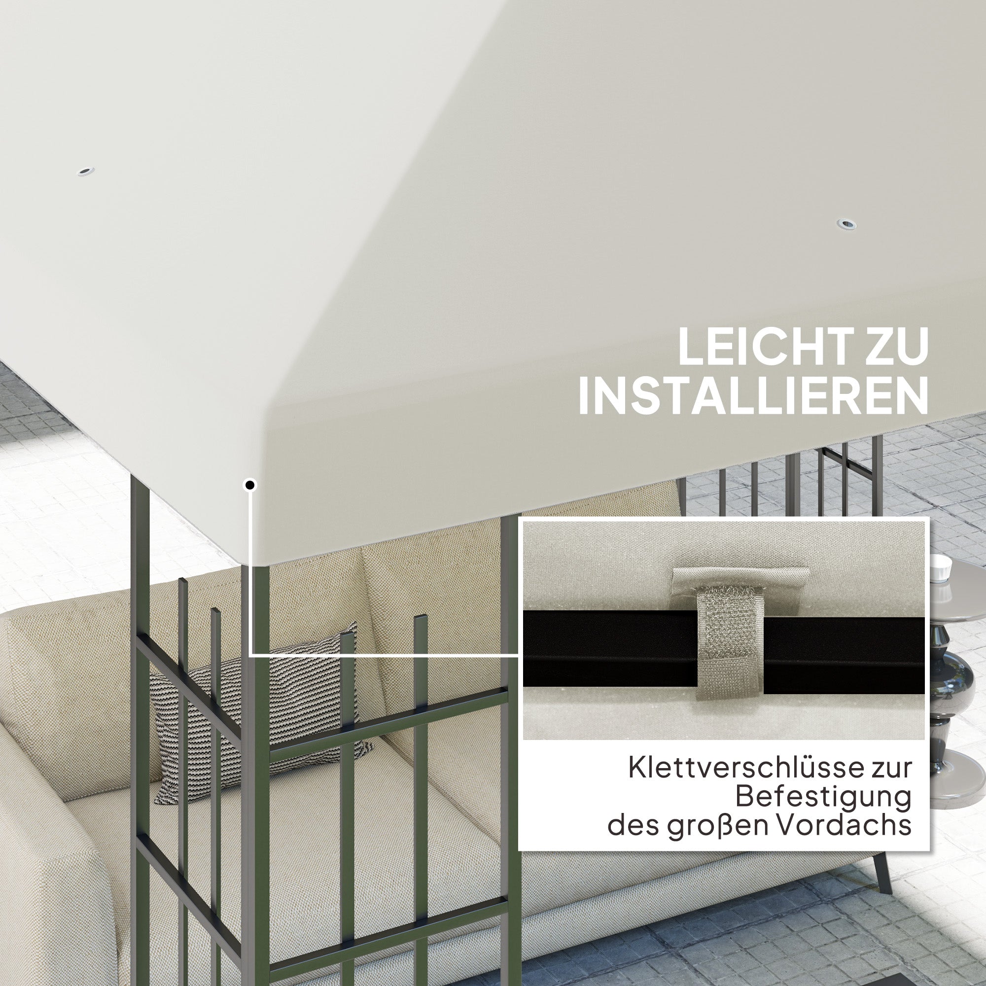 Gazebo Replacement Roof 3x3m, Waterproof Oxford Fabric, Light Grey