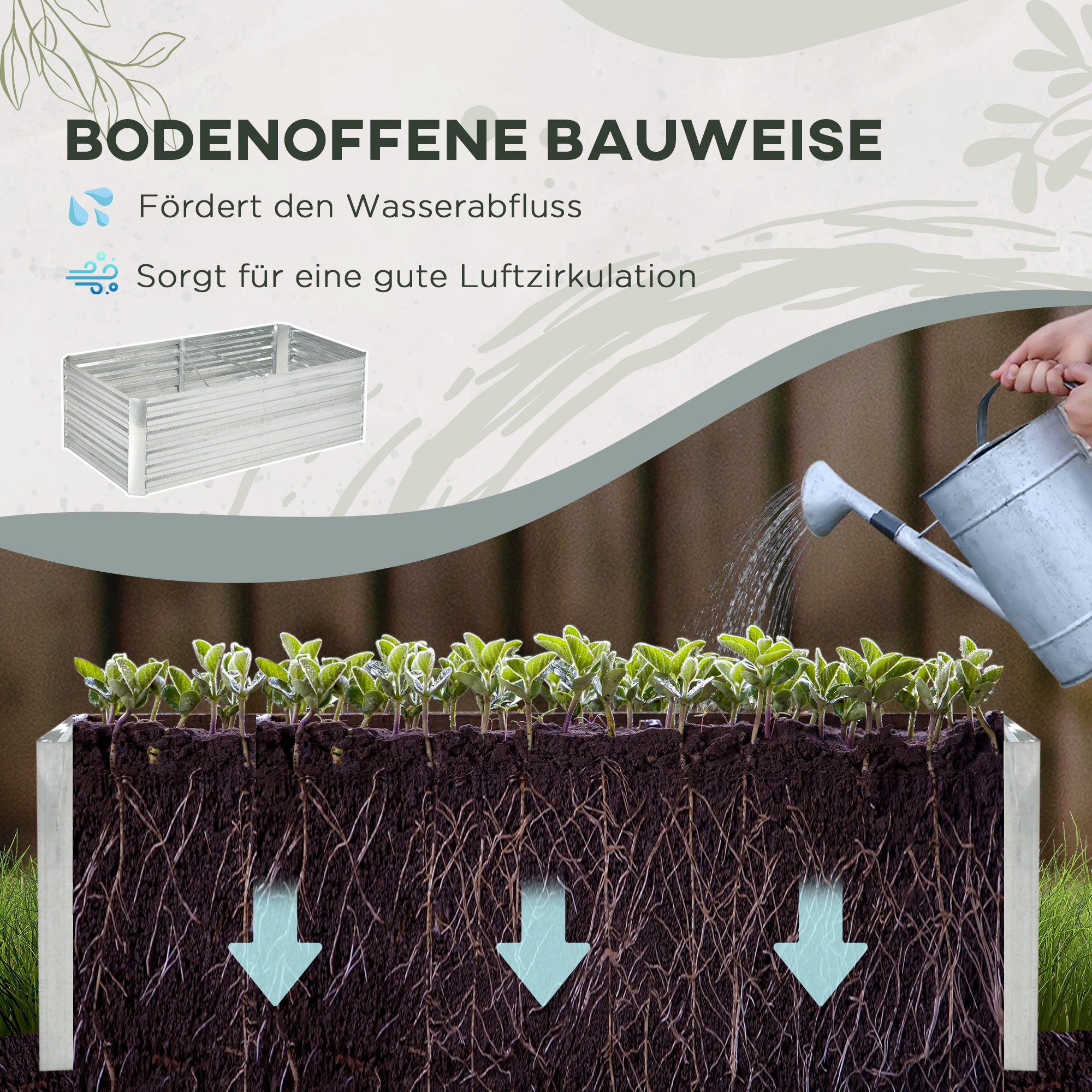 Raised Bed, Garden Planting Planter 180x90x60cm, Steel