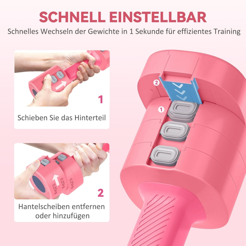 Adjustable Dumbbell Set with Square Shape and Metal Core, Red