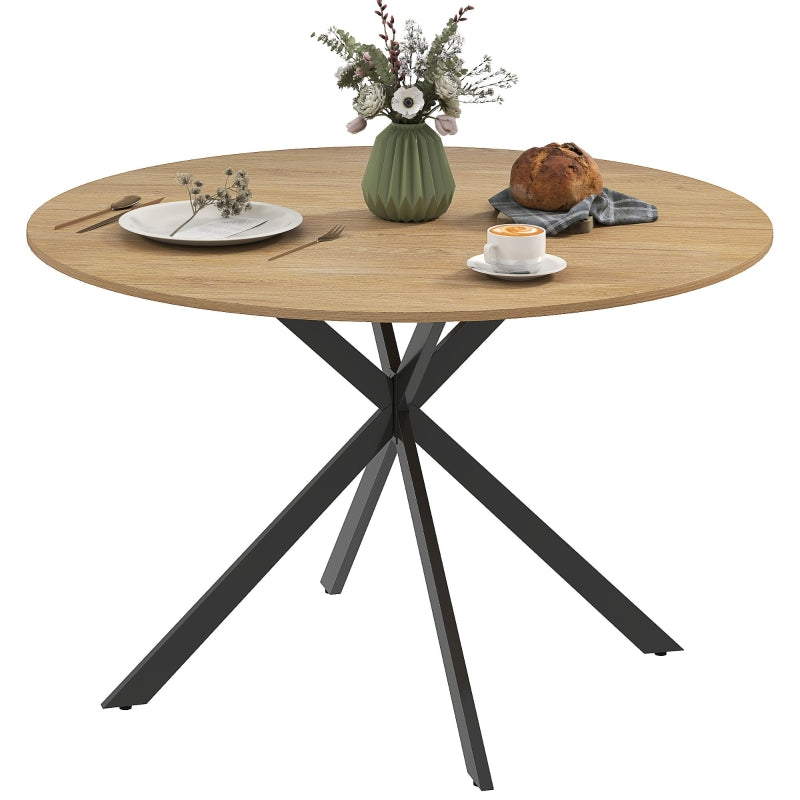 Round Dining Table Ø120 Industrial Steel Legs, Oak