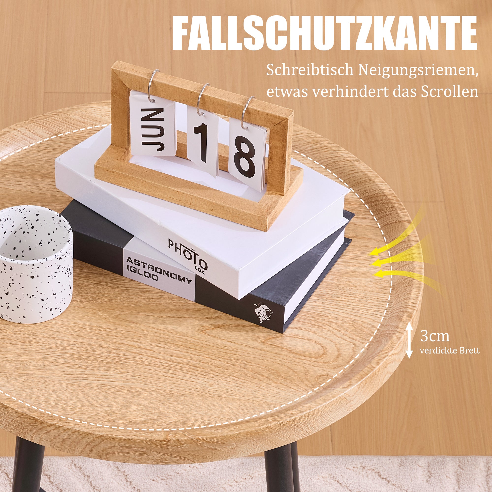 Round Side Table Modern Minimalist Compact - Wood/Metal Frame