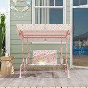 Children's Hollywood Swing with 2-Seater Steel Frame and 60 kg Load Capacity, Pink