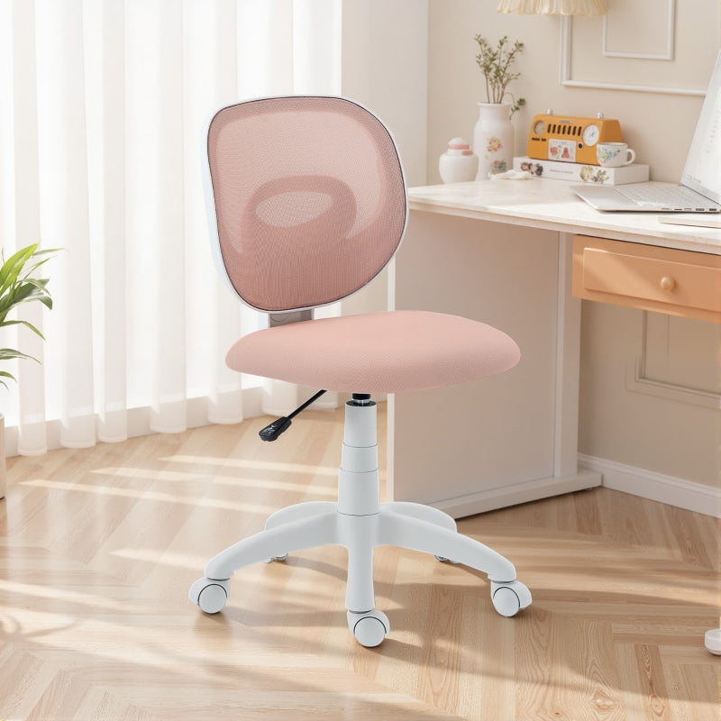 Office Chair Ergonomic C-Shaped Back Support Height Adjustable - Pink